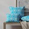 Blue Performance Pet Friendly Diamond Geometric Print Upholstery Fabric by The Yard - SKU: Belize Lagoon